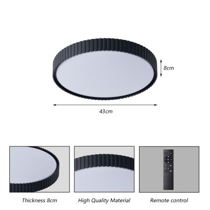 Brilagi - Lámpara de techo LED regulable ORINO LED/54W/230V 3000-6000K negro, diámetro 43 cm + mando a distancia