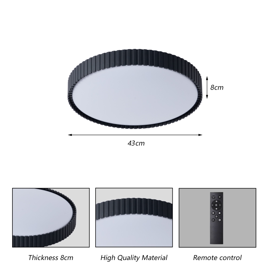 Brilagi - Lámpara de techo LED regulable ORINO LED/54W/230V 3000-6000K negro, diámetro 43 cm + mando a distancia
