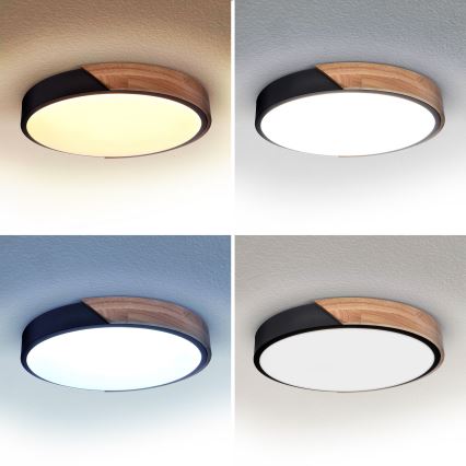 Brilagi - Lámpara de techo LED regulable PILANA LED/48W/230V 3000-6500K roble Ø 40 cm + mando a distancia