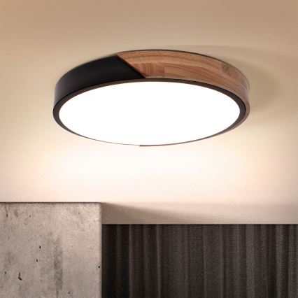 Brilagi - Lámpara de techo LED regulable PILANA LED/48W/230V 3000-6500K roble Ø 40 cm + mando a distancia