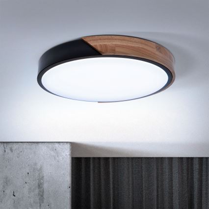 Brilagi - Lámpara de techo LED regulable PILANA LED/48W/230V 3000-6500K roble Ø 40 cm + mando a distancia
