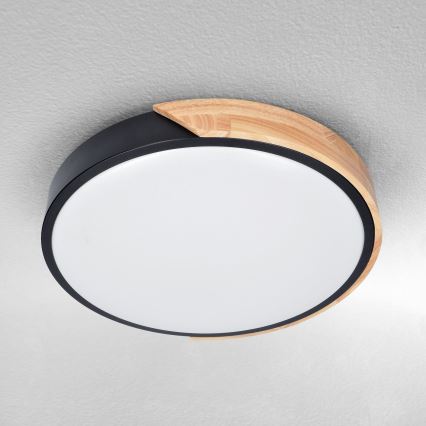 Brilagi - Lámpara de techo LED regulable PILANA LED/48W/230V 3000-6500K roble Ø 40 cm + mando a distancia