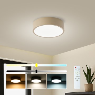 Brilagi - Lámpara de techo LED regulable POOL LED/18W/230V 3000-6000K 20 cm beige + mando a distancia