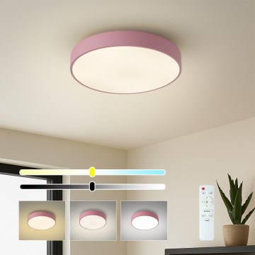 Brilagi - Lámpara de techo LED regulable POOL LED, 36 W / 230 V, 3000-6000 K, diámetro 30 cm, rosa + control remoto