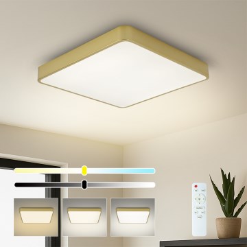 Brilagi - Lámpara de techo LED regulable POOL LED/36W/230V 3000-6000K 40x40 cm dorada + control remoto