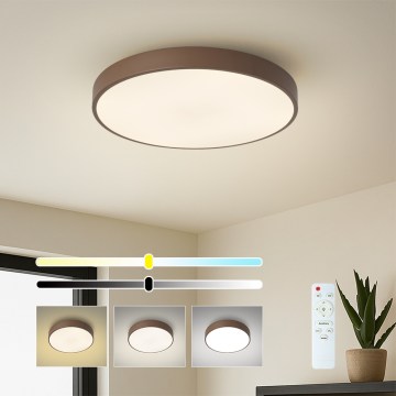Brilagi - Lámpara de techo LED regulable POOL LED/48W/230V 3000-6000K Ø 40 cm marrón + control remoto