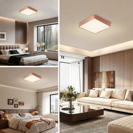 BRILAGI - Lámpara de techo LED regulable POOL SQUARE LED/48W/230V 3000-6000K 50x50 cm acabado en bronce + mando a distancia