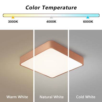 BRILAGI - Lámpara de techo LED regulable POOL SQUARE LED/48W/230V 3000-6000K 50x50 cm acabado en bronce + mando a distancia