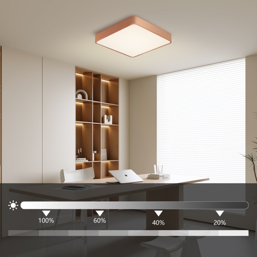 BRILAGI - Lámpara de techo LED regulable POOL SQUARE LED/48W/230V 3000-6000K 50x50 cm acabado en bronce + mando a distancia