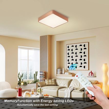 BRILAGI - Lámpara de techo LED regulable POOL SQUARE LED/48W/230V 3000-6000K 50x50 cm acabado en bronce + mando a distancia