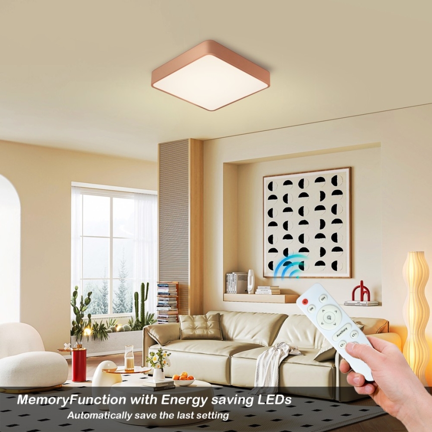 BRILAGI - Lámpara de techo LED regulable POOL SQUARE LED/48W/230V 3000-6000K 50x50 cm acabado en bronce + mando a distancia