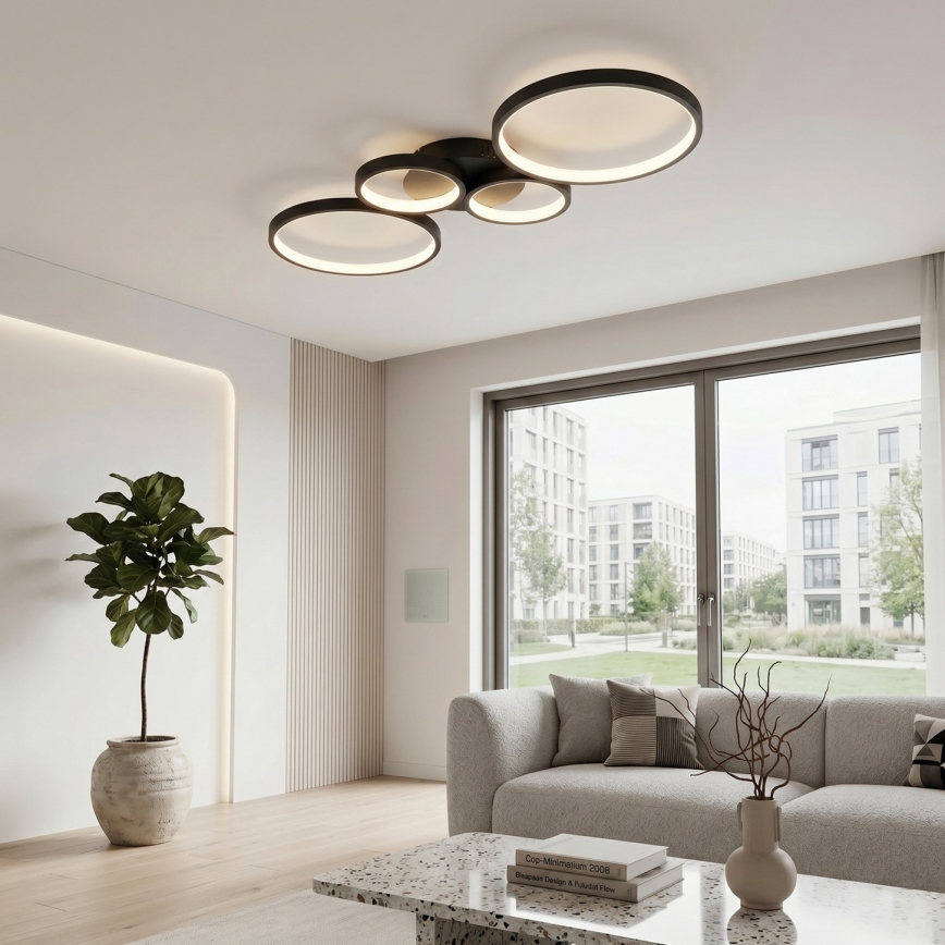 Brilagi - Luminaria LED regulable de techo RINGO LED/34W/230V 3000-6000K 28x78 cm negra + mando a distancia