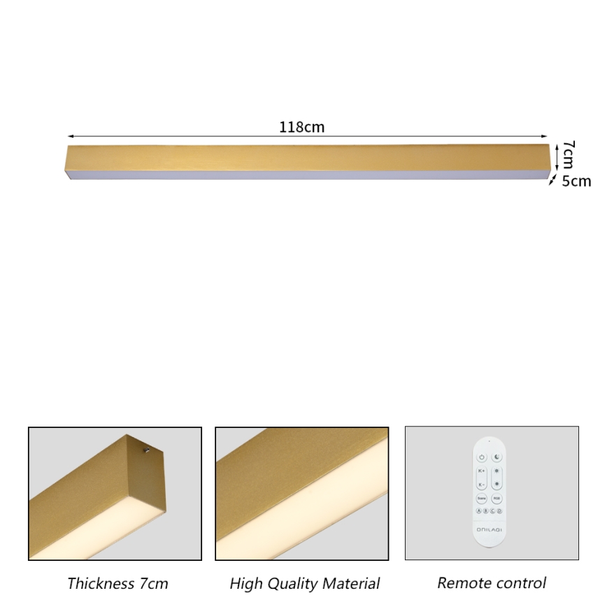 Brilagi - Lámpara LED de techo regulable SLEEKLINE SMART LED/40W/230V 3000-6000K Wi-Fi Tuya dorada + mando a distancia