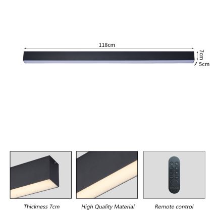Brilagi - Plafón LED regulable SLEEKLINE SMART LED/40W/230V 3000-6000K Wi-Fi Tuya negro + mando a distancia