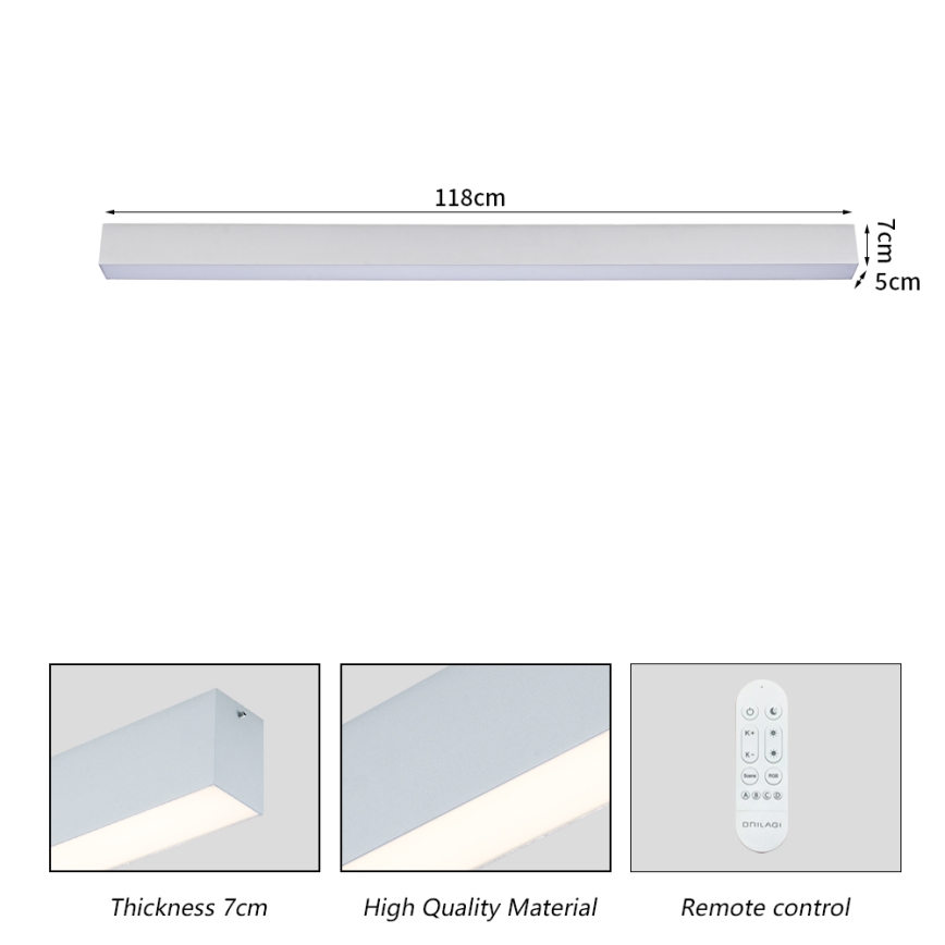 Brilagi - Lámpara de techo LED regulable SLEEKLINE SMART LED/40W/230V 3000-6000K Wi-Fi Tuya plateada + control remoto