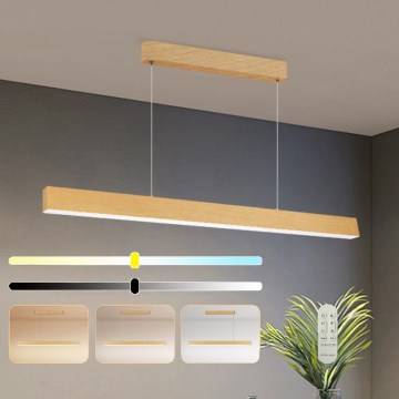 Brilagi - Lámpara de techo LED regulable SLEEKLINE SMART LED/40W/230V Wi‑Fi Tuya acabado roble + mando a distancia