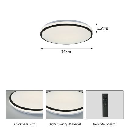 Brilagi - Luminaria de techo LED regulable inteligente 24W/230V Ø 38 cm 3000-6000K Wi-Fi Tuya Beacon + mando a distancia