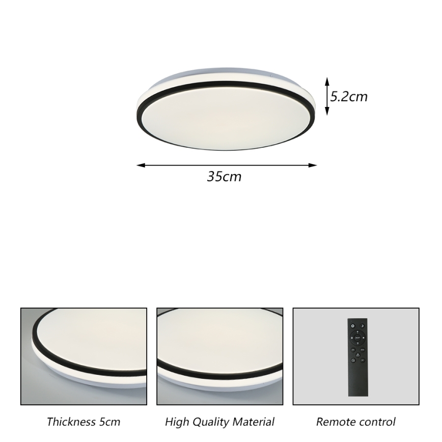 Brilagi - Luminaria de techo LED regulable inteligente 24W/230V Ø 38 cm 3000-6000K Wi-Fi Tuya Beacon + mando a distancia