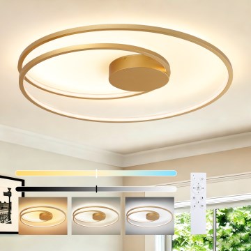 Brilagi - Lámpara de techo LED regulable TWISTER LED/105W/230V 3000-6000K diámetro 100 cm dorada + mando a distancia