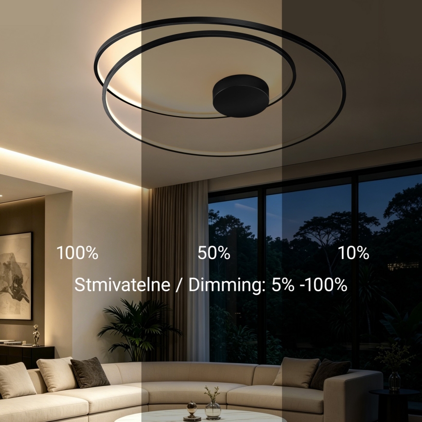 Brilagi - Luminaria de techo LED regulable TWISTER LED/105W/230V 3000-6000K Ø 100 cm negra + mando a distancia