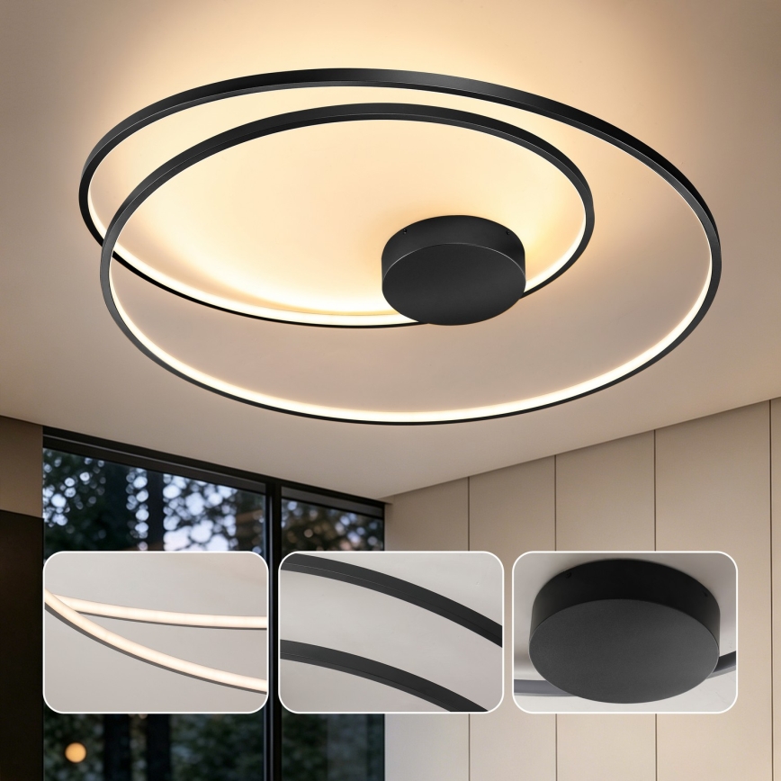 Brilagi - Luminaria de techo LED regulable TWISTER LED/105W/230V 3000-6000K Ø 100 cm negra + mando a distancia