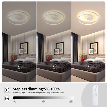 Brilagi - Luminaria de techo LED regulable TWISTER LED/48W/230V 3000-6000K Ø 50 cm blanca + mando a distancia