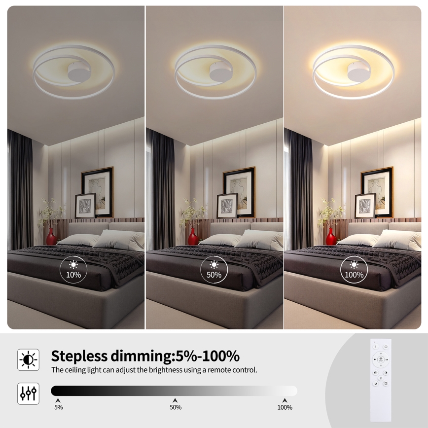 Brilagi - Luminaria de techo LED regulable TWISTER LED/48W/230V 3000-6000K Ø 50 cm blanca + mando a distancia