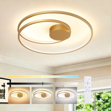 Brilagi - Lámpara de techo LED regulable TWISTER LED/75W/230V 3000-6000K diámetro 70 cm dorada + control remoto
