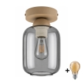 BRILAGI - Lámpara de techo LED RETRO GLASS 1xE27/60W/230V Ø 14 cm beige/gris ahumado