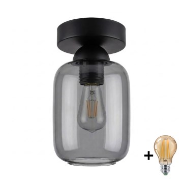 BRILAGI - Lámpara de techo LED RETRO GLASS 1xE27/60W/230V Ø 14 cm negro/gris ahumado