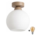 BRILAGI - Lámpara de techo LED RETRO GLASS 1xE27/60W/230V Ø 15 cm beige/blanco