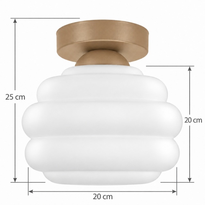 BRILAGI - Lámpara de techo LED RETRO GLASS 1xE27/60W/230V Ø 20 cm beige/blanco