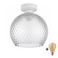 BRILAGI - Lámpara de techo LED RETRO GLASS 1xE27/60W/230V Ø 25 cm blanco/gris ahumado