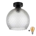 BRILAGI - Lámpara de techo LED RETRO GLASS 1xE27/60W/230V Ø 25 cm negro/gris ahumado
