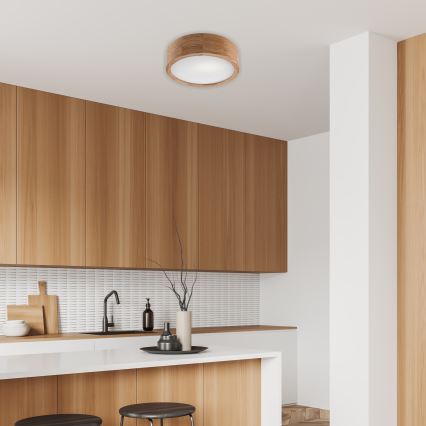 Brilagi - Luminaria de techo LED RGBW regulable CARVALHO 1xE27/9W/230V 2700–6500K Wi-Fi roble, Ø 27,5 cm