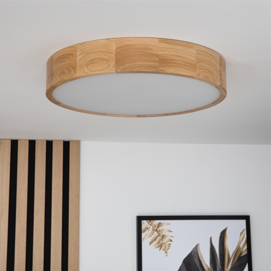 Brilagi - Lámpara de techo LED RGBW regulable CARVALHO 3xE27/9W/230V 2700-6500K Wi-Fi roble Ø 47,5 cm