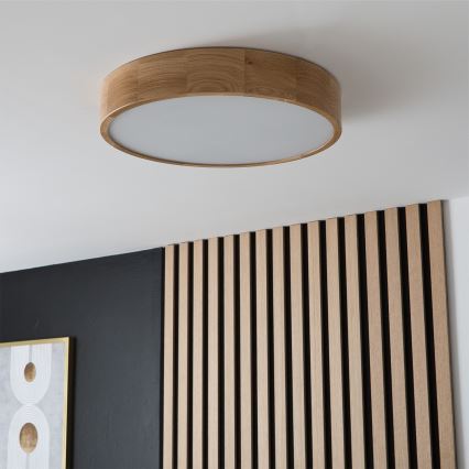 Brilagi - Lámpara de techo LED RGBW regulable CARVALHO 3xE27/9W/230V 2700-6500K Wi-Fi roble Ø 47,5 cm