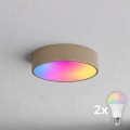 Brilagi - Lámpara de techo LED RGBW regulable CLARE 2xE27/9W/230V 2700-6500K diámetro 30 cm Wi-Fi beige