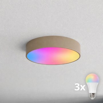Brilagi - Lámpara de techo LED RGBW regulable CLARE 3xE27/9W/230V 2700-6500K Ø 40 cm Wi-Fi beige