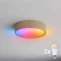 Brilagi - Lámpara de techo LED RGBW regulable para baño CLARE 2xE27/9W/230V 2700-6500K Ø 30 cm IP54 Wi-Fi beige