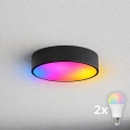 Brilagi - Lámpara de techo LED RGBW regulable para baño CLARE 2xE27/9W/230V 2700–6500K Ø 30 cm IP54 Wi-Fi negro