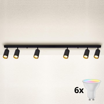 Brilagi - Lámpara de techo LED RGBW regulable SELE 6xGU10/6,5W/230V 2700-6500K negro/dorado