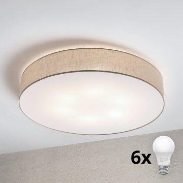 BRILAGI - Lámpara de techo LED SIRIJA 6xE27/15W/230V Ø 80 cm beige
