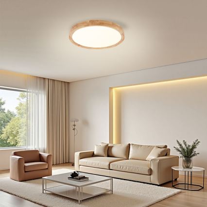 Brilagi - Luminaria de techo LED WOODROUND LED/30W/230V 3000/4000/6000K, Ø 40 cm, madera, IRC 90