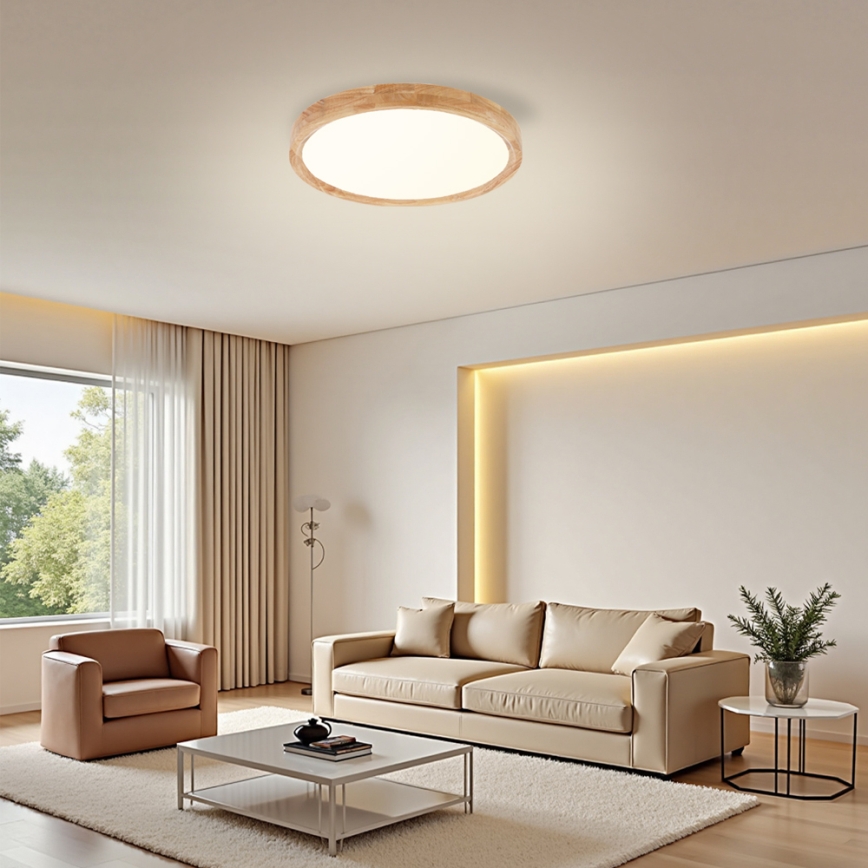 Brilagi - Luminaria de techo LED WOODROUND LED/30W/230V 3000/4000/6000K, Ø 40 cm, madera, IRC 90