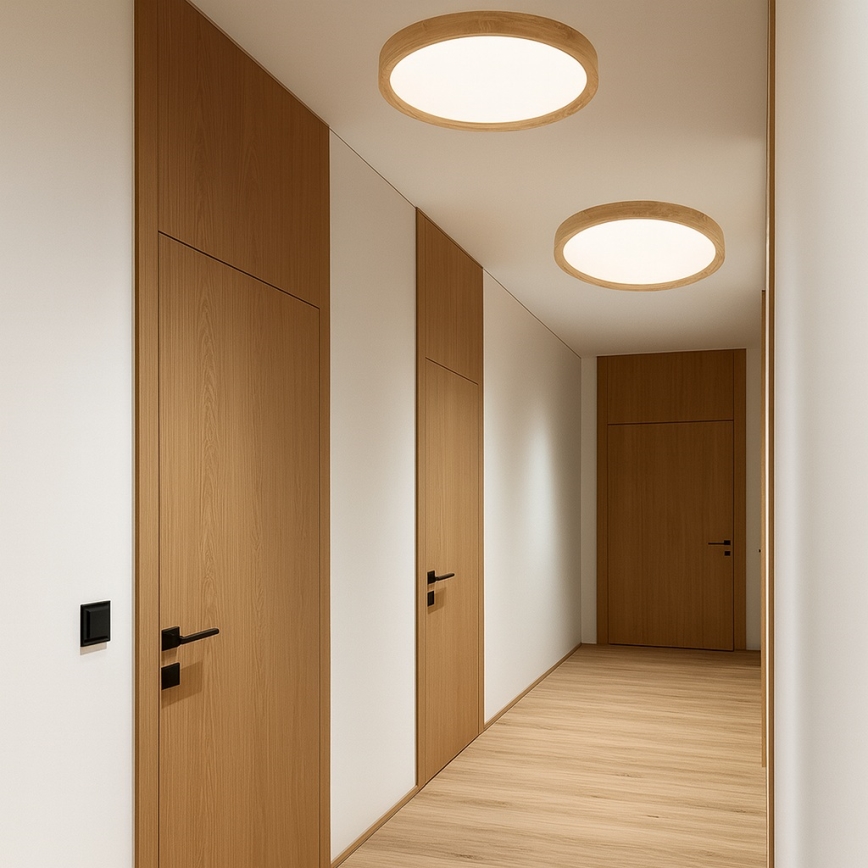 Brilagi - Luminaria de techo LED WOODROUND LED/30W/230V 3000/4000/6000K, Ø 40 cm, madera, IRC 90