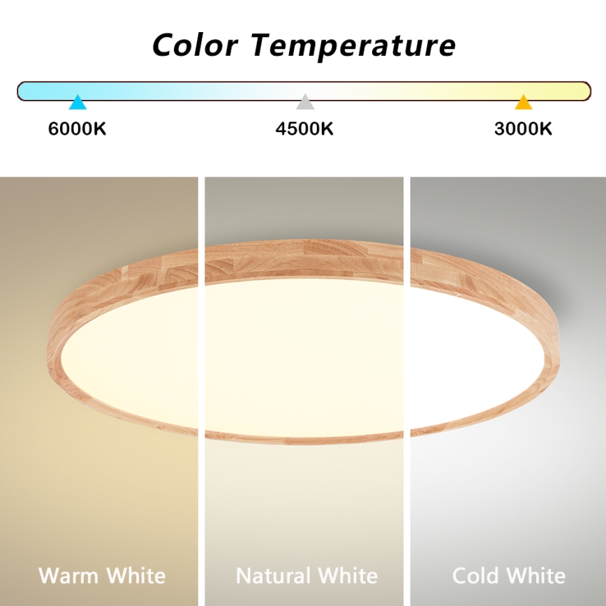 Brilagi - Luminaria LED de techo WOODROUND LED/70W/230V 3000/4000/6000K diámetro 80 cm madera IRC 90