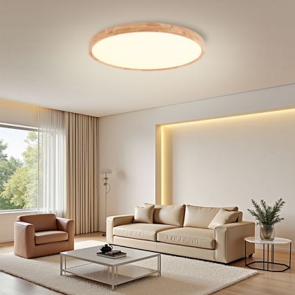 Brilagi - Luminaria LED de techo WOODROUND LED/70W/230V 3000/4000/6000K diámetro 80 cm madera IRC 90