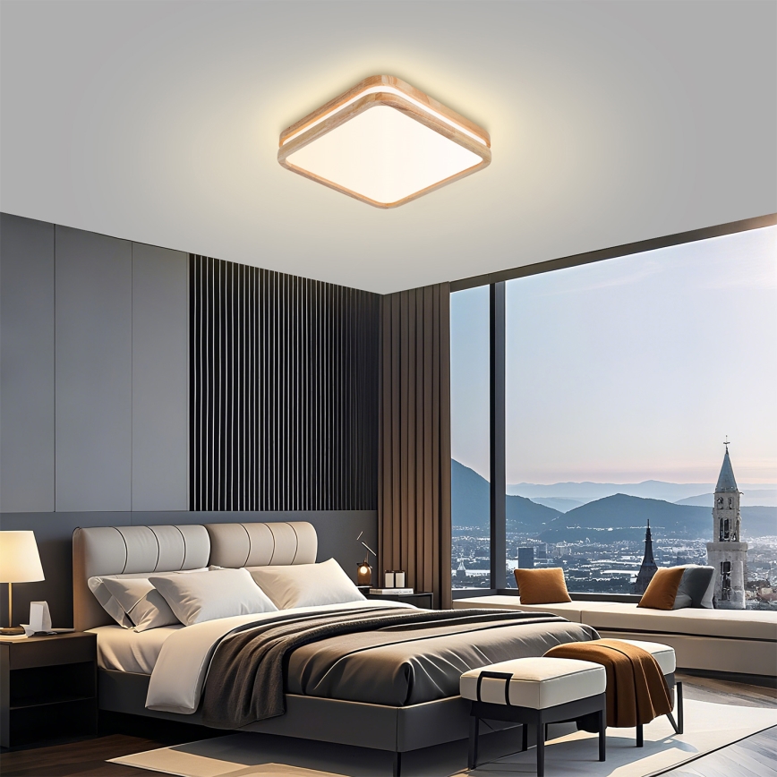 BRILAGI - Plafón LED MOLINA SQUARE LED/32W/230V 3000/4000/6000K roble 30x30 cm