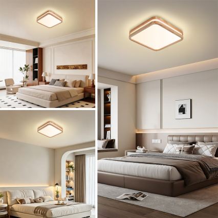 BRILAGI - Plafón LED MOLINA SQUARE LED/32W/230V 3000/4000/6000K roble 30x30 cm